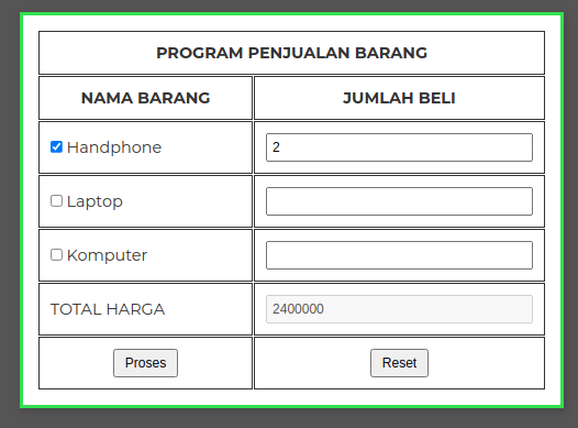 Tampilan Program